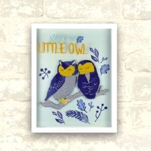 NWT Stay Wise Little Owl" Shadowbox Art Print by Roommates 8 X 10”